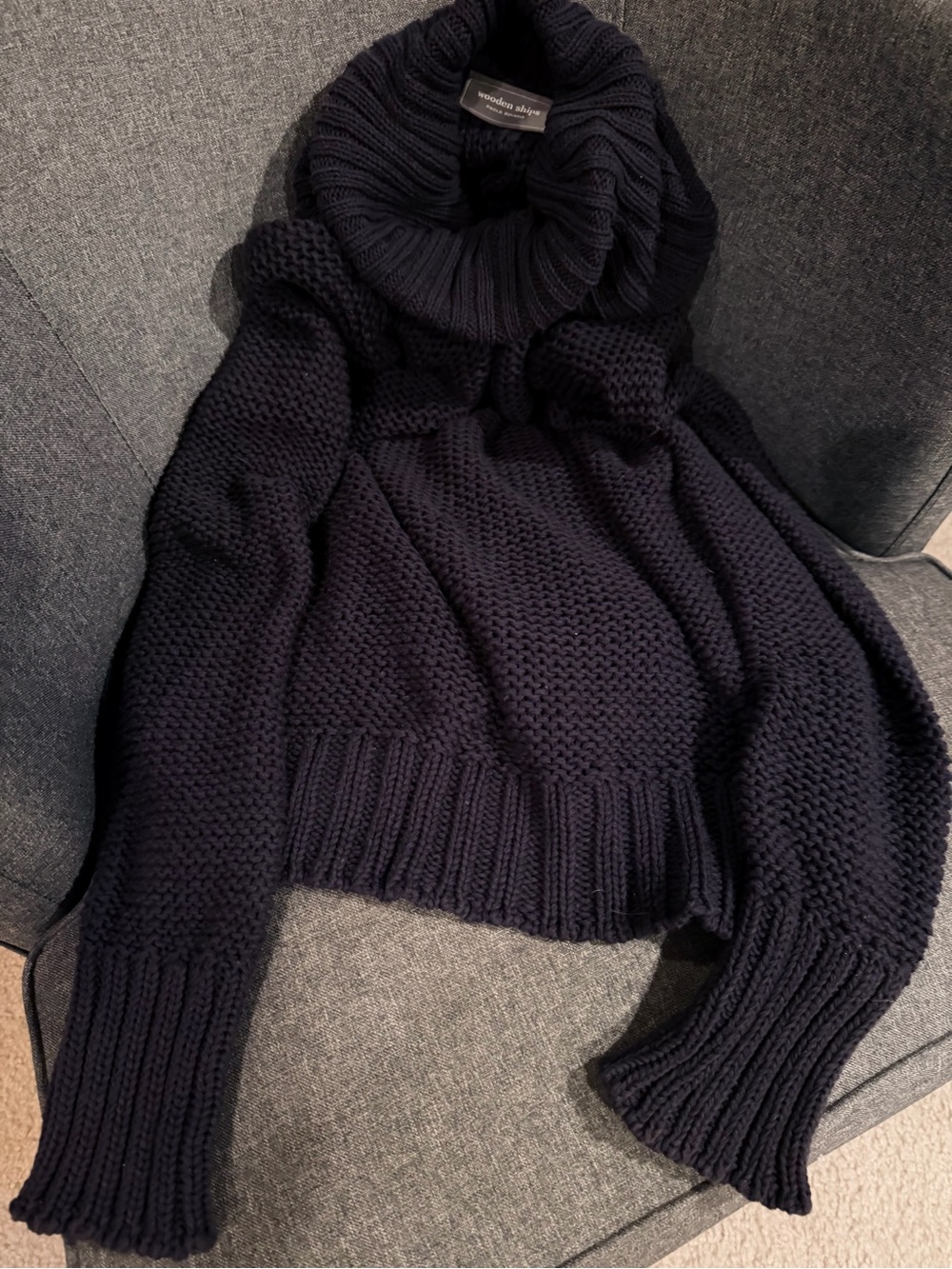 Wooden Ships Dark Blue Ribbed Turtleneck Sweater